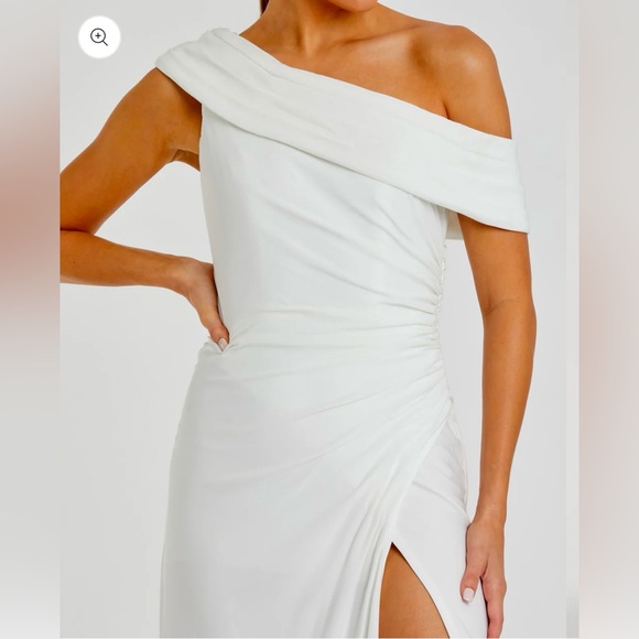 IEENA FOR MAC DUGGAL Foldover Off-the-Shoulder Slit Gown - Picture 2 of 7